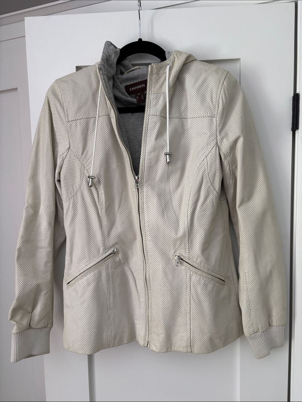 Danier Perforated Leather Hoodie Jacket - Off-White